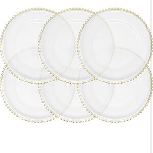Gold Beaded Clear Charger Plate